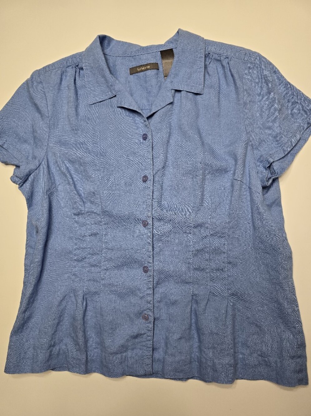 Liz Claiborne Blue Short Sleeve Button Front Blouse